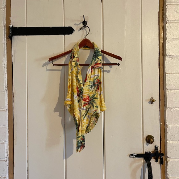 Vintage 90s Liz Sport Floral Cropped Button Down - Picture 1 of 4